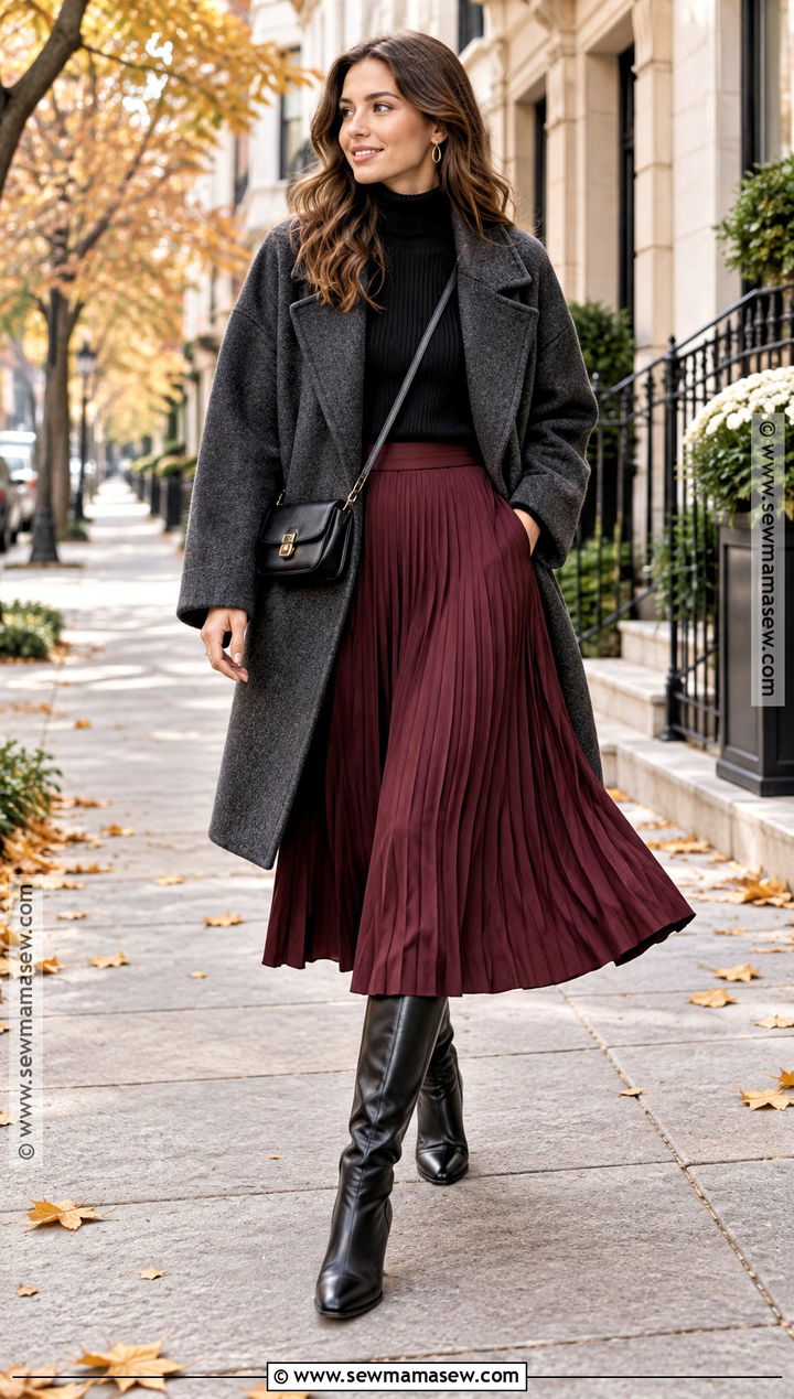Cocoon Coat With Pleated Midi Skirt - 25 autumn coats