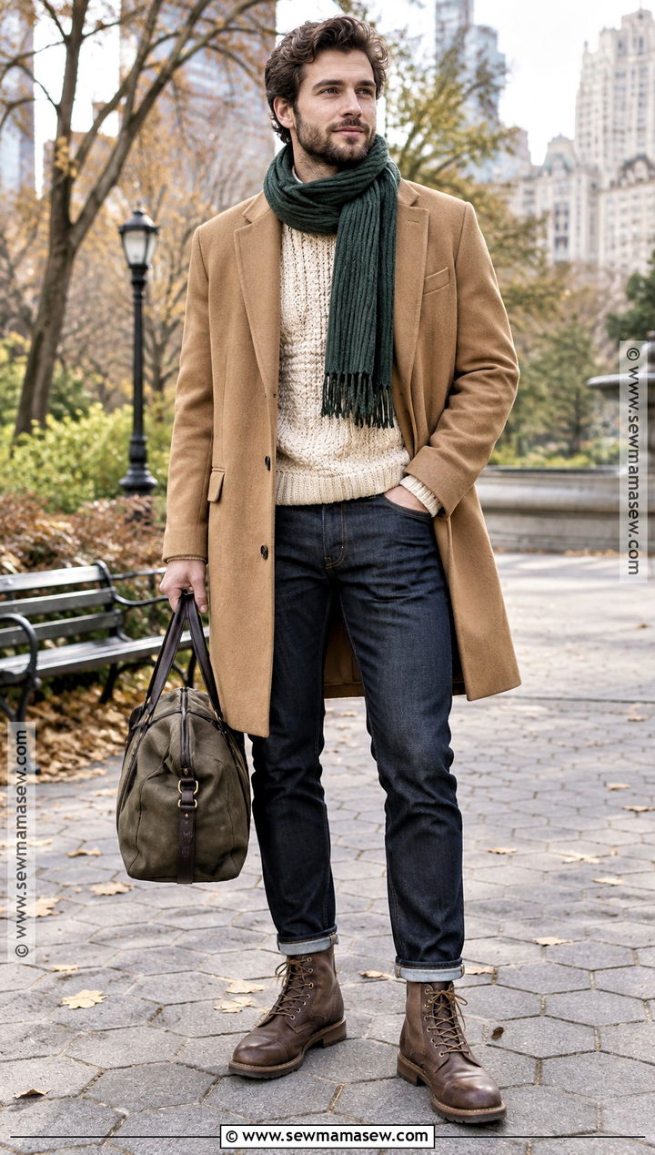 Cold Autumn Outfit With Wool Overcoat - 20 autumn outfits aesthetic for men