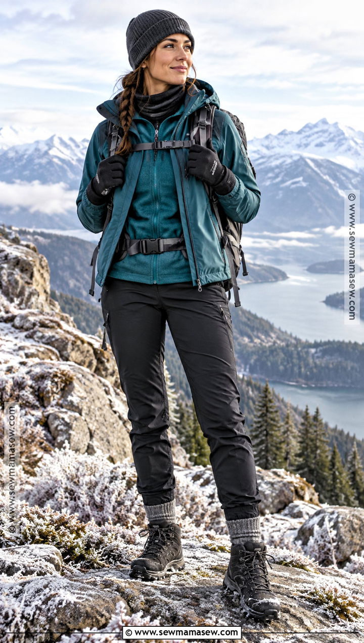 Cold Fall Hike Outfit With Merino Layers and Rain Shell - 15 outdoor outfits for women fall