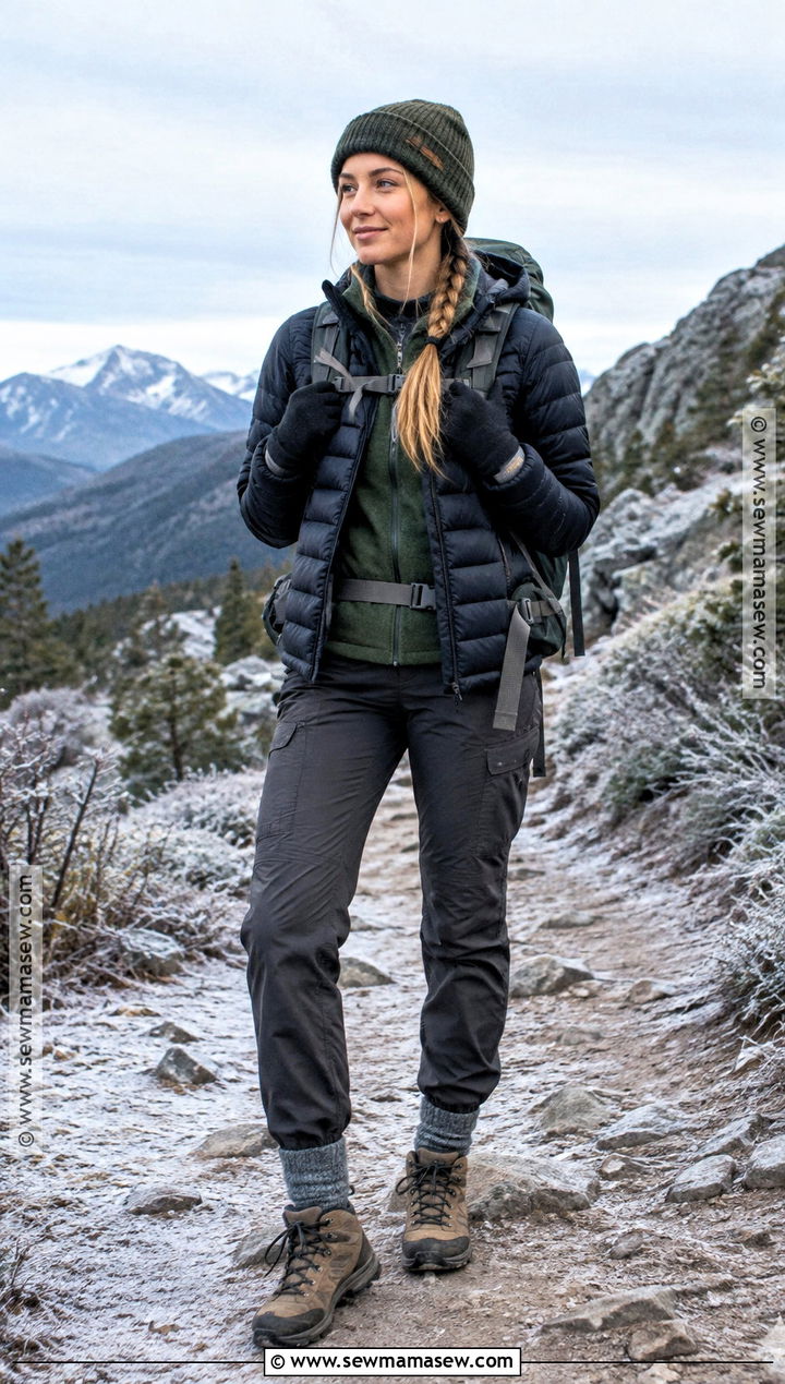 Cold Fall Hiking Outfit With A Puffer Jacket - 25 hiking outfit fall ideas