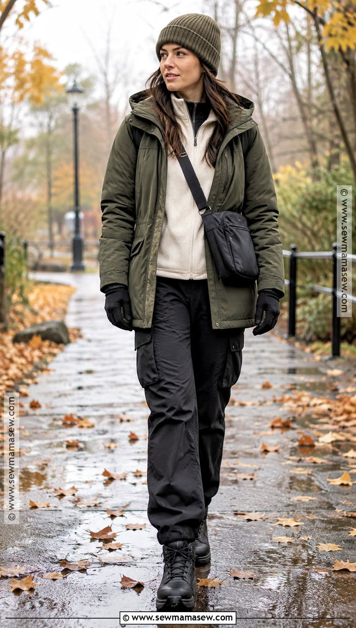 Cold Fall Outfit With Parka And Cargo Pants - 25 Cold Fall Outfits