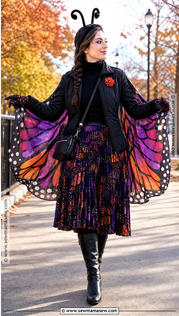Cold Weather Butterfly Costume With Wing Cape - 30 Butterfly Halloween Costume Ideas for Women