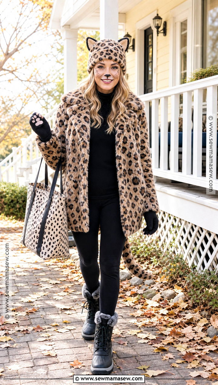 Cold Weather Cheetah Costume With Faux Fur Coat - 50 cheetah costume ideas
