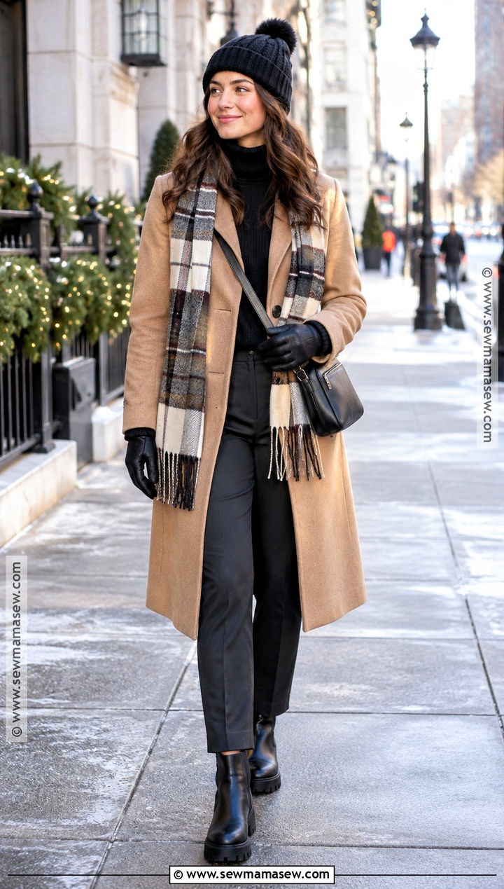 Cold Weather Fall Travel Outfit With Wool Coat - 15 fall weekend travel capsule wardrobe ideas