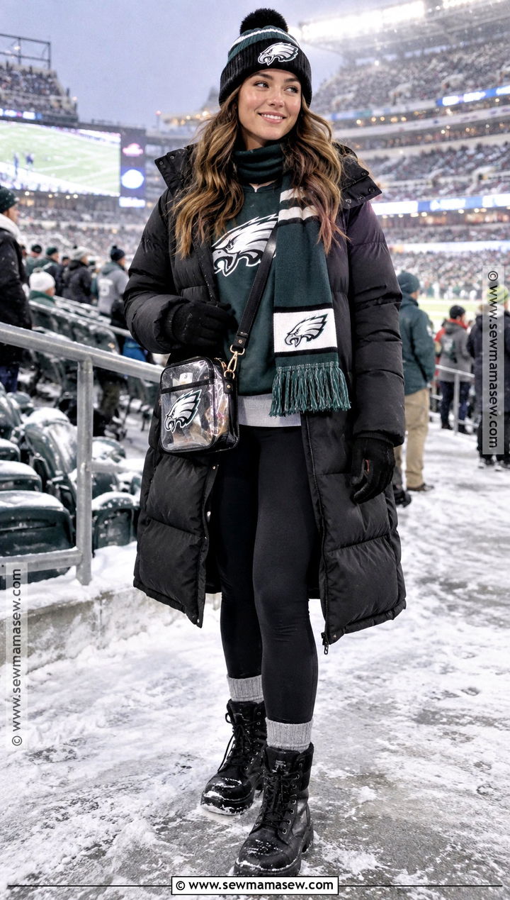 Cold Weather Football Coat With Thermal Layers - 20 Football Outfits For Women Fall