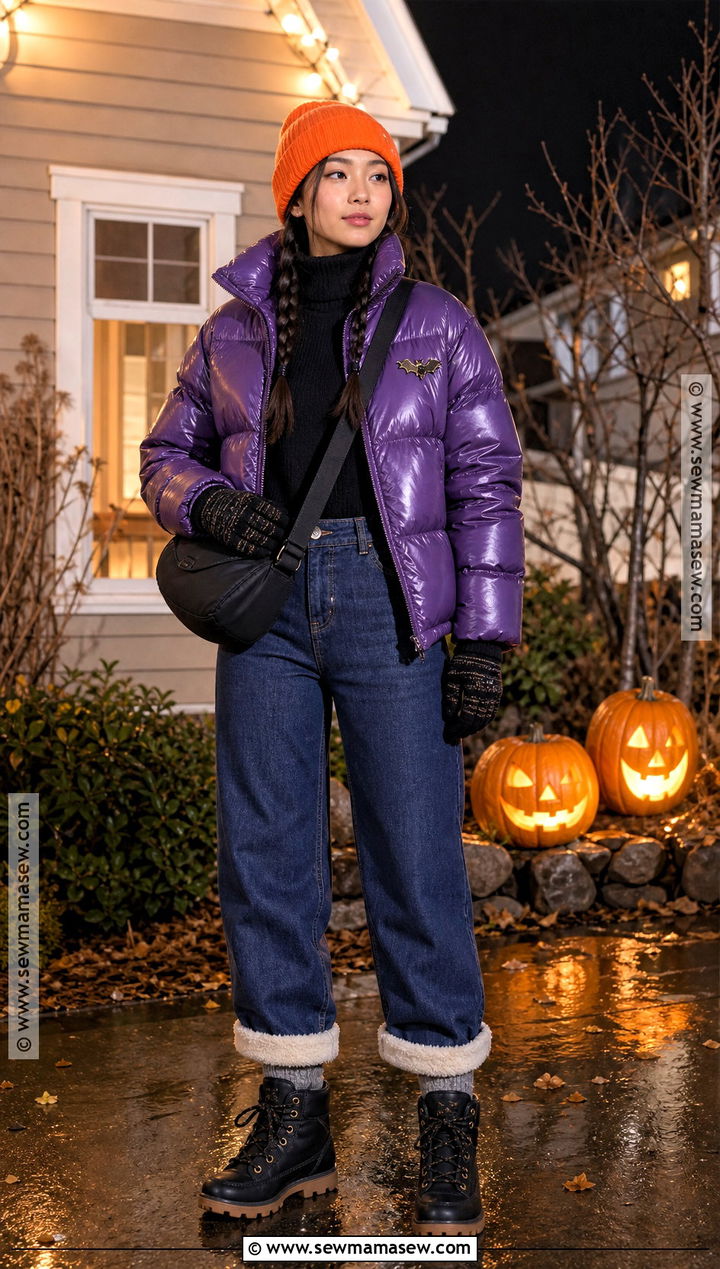 Cold Weather Halloween Outfit With Puffer Jacket - 50 halloween outfit ideas