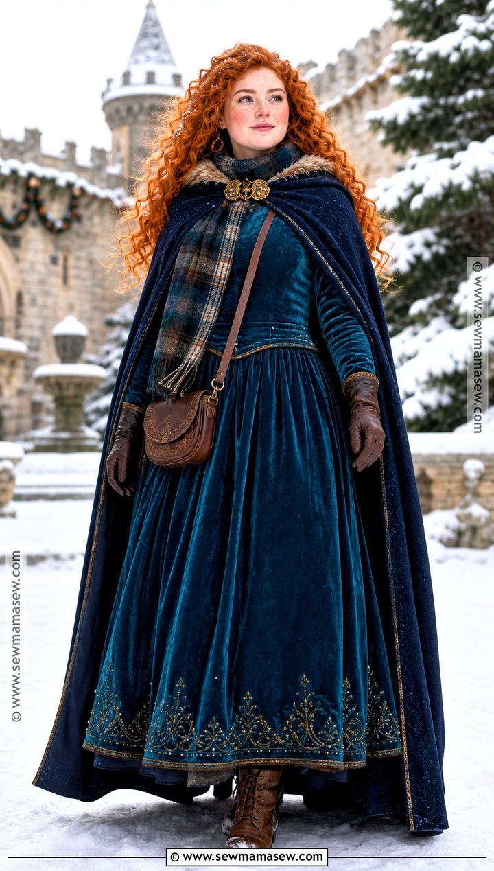 Cold Weather Merida Costume With Velvet Dress - 30 Merida Halloween Costume Ideas