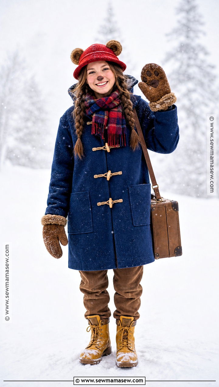 Cold Weather Paddington Costume With Winter Layers - 35 paddington halloween costume ideas