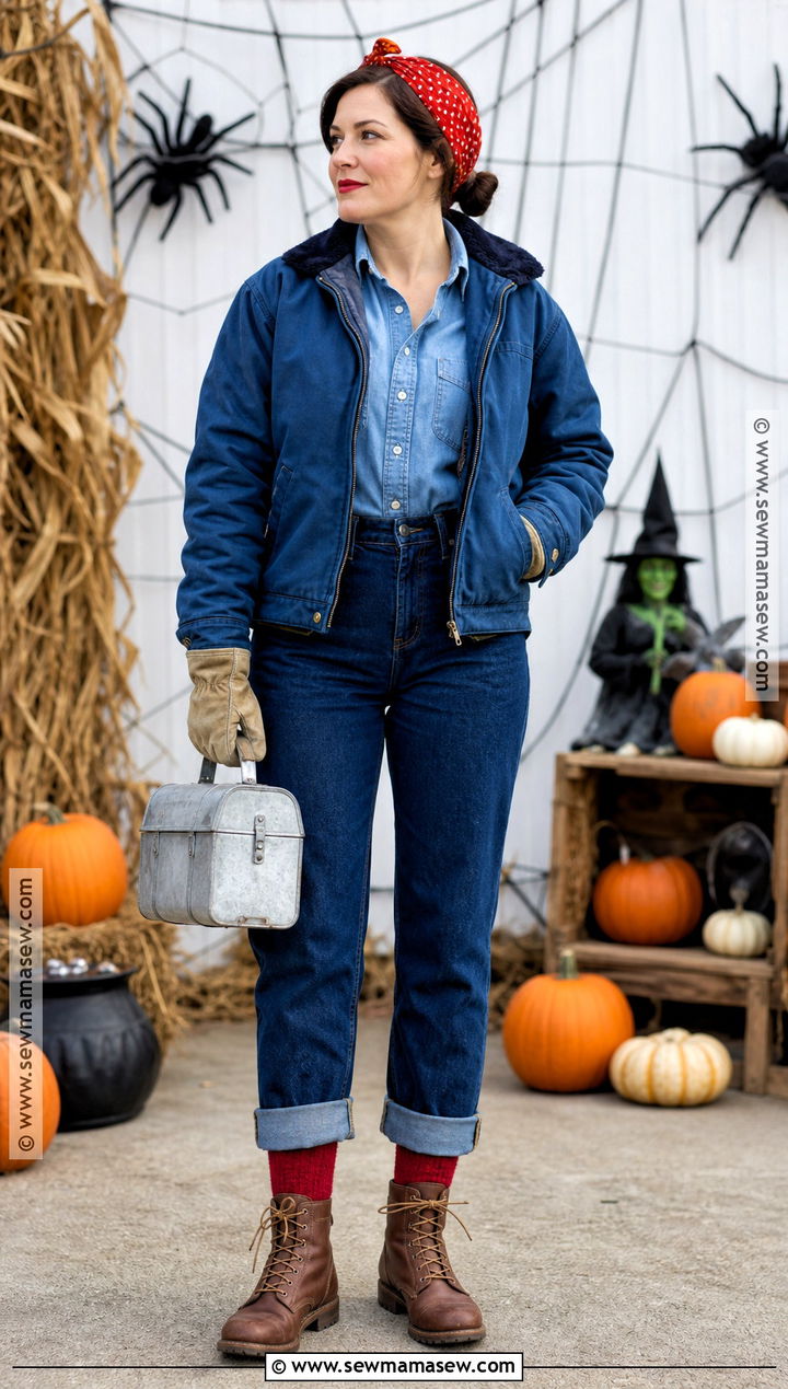 Cold Weather Rosie The Riveter Costume With Work Jacket - 35 rosie the riveter costume ideas