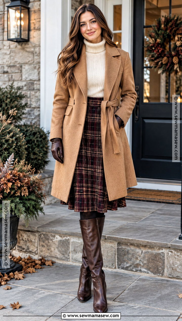 Cold Weather Thanksgiving Wool Skirt Outfit - 25 Thanksgiving Outfit Aesthetic Ideas