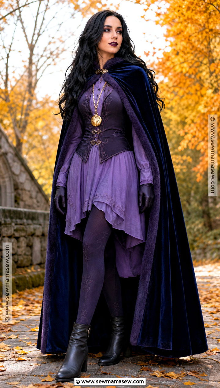 Cold Weather Vanessa Costume With Velvet Cape - 30 Vanessa Little Mermaid Costume Ideas