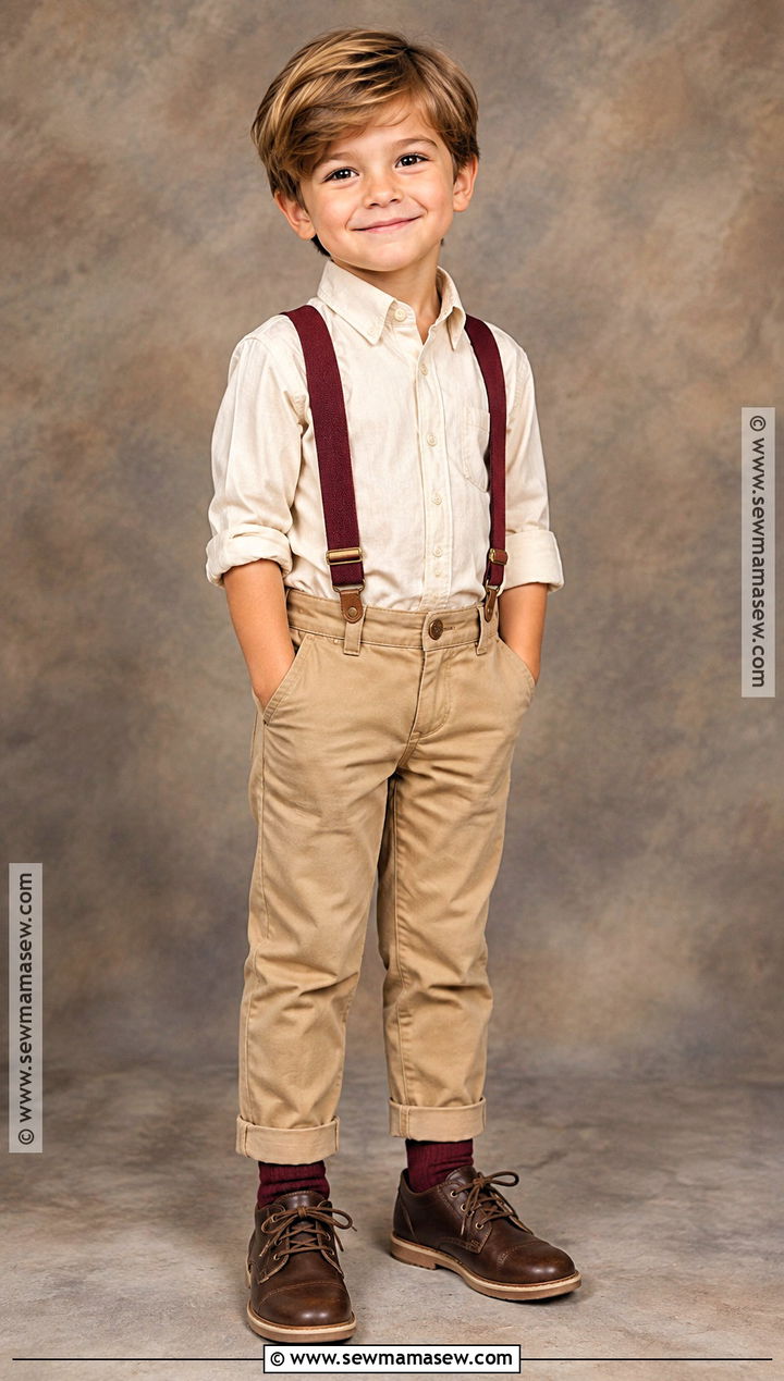 Collared Shirt And Suspenders Fall Picture Day Outfit - 25 fall picture day outfits for kids