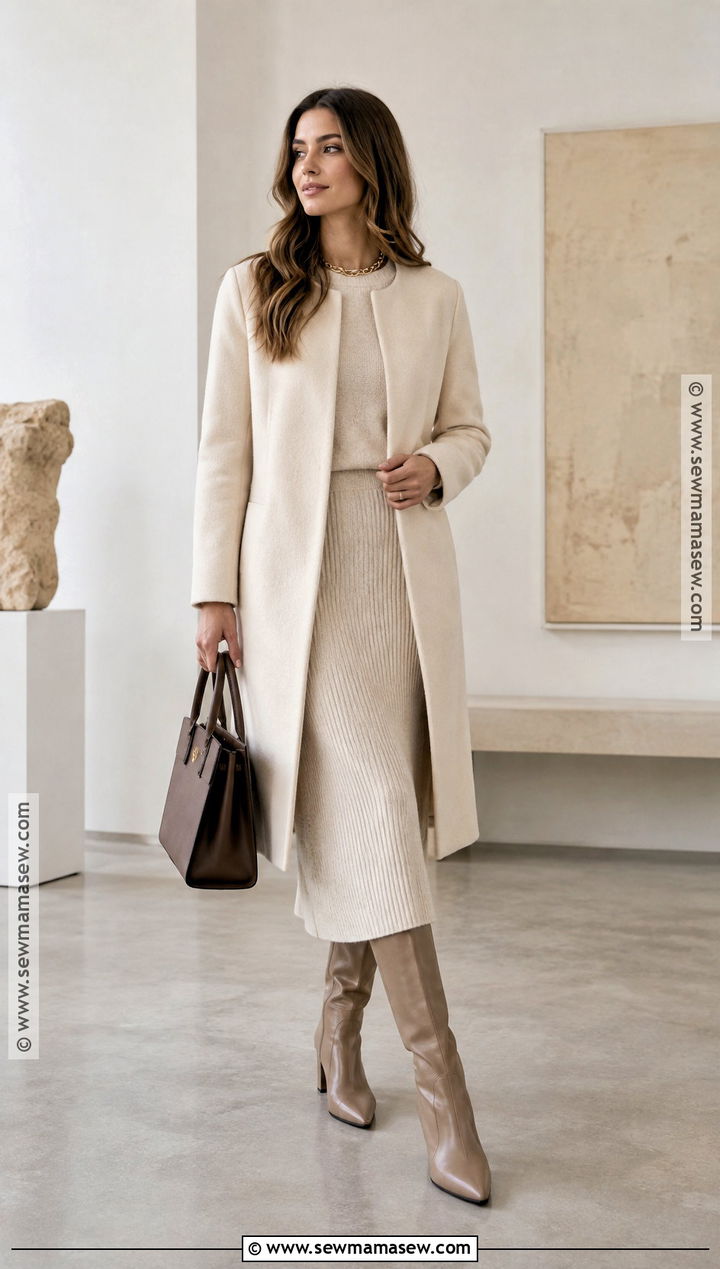 Collarless Coat With Matching Knit Set - 20 autumn coats and jackets