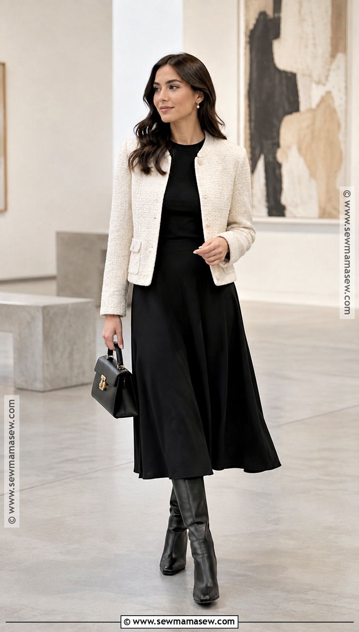Collarless Jacket With A Midi Skirt - 20 fall jackets for women