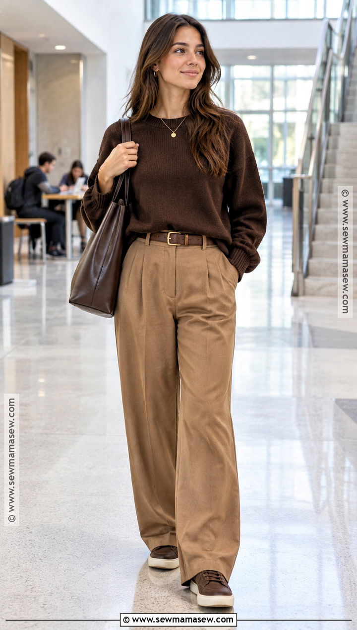 College Monochrome Sweater And Trousers Outfit - 20 fall school outfits college