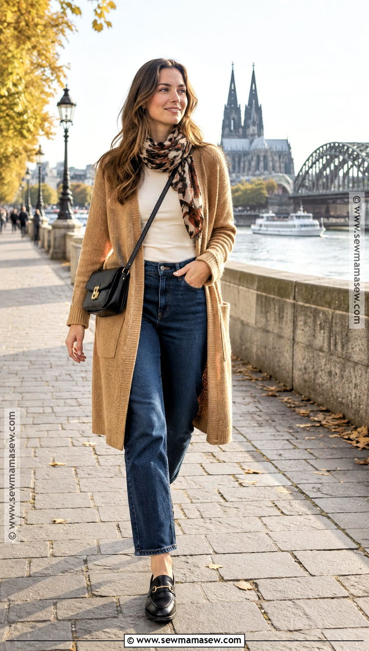 Cologne Fall Cardigan And Jeans Outfit - 15 travel capsule wardrobe fall germany ideas