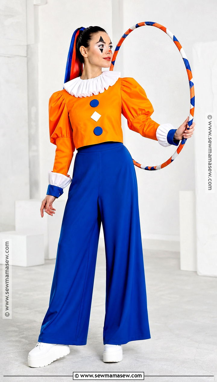 Color Block Clown Costume With Wide Leg Pants - 30 Costume Clown Ideas