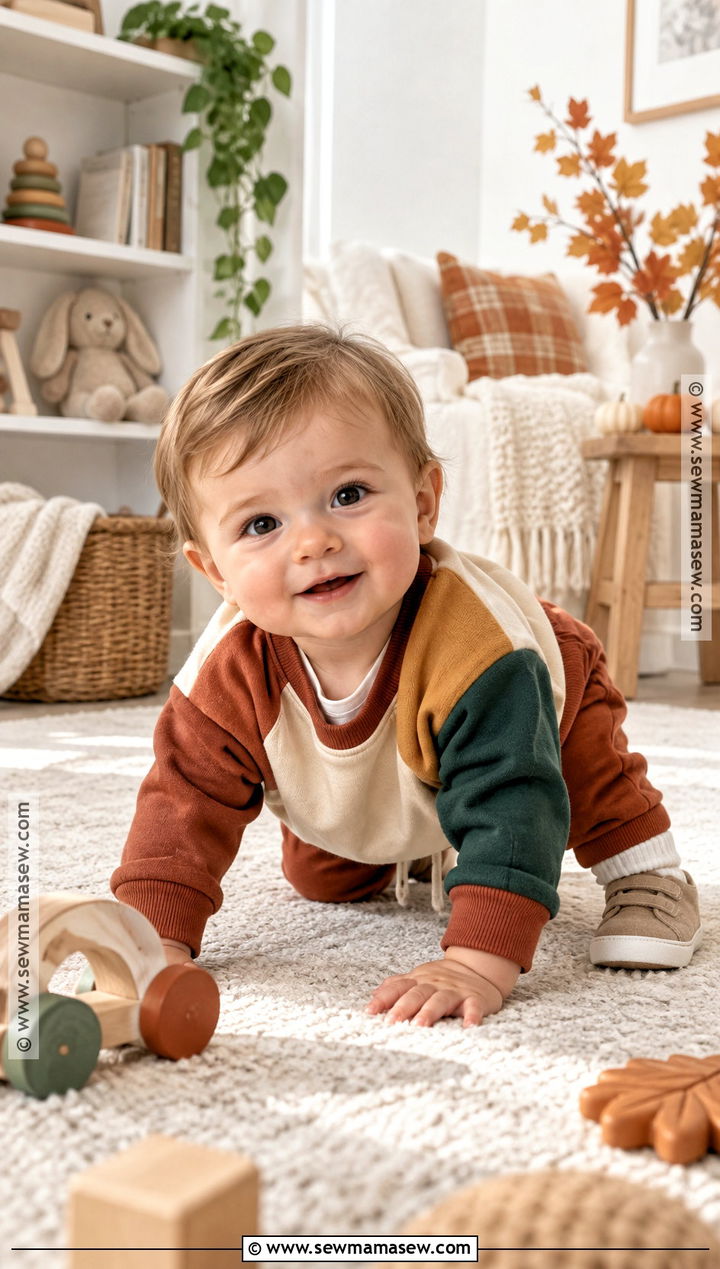 Color Block Sweatshirt Baby Set - 15 autumn baby fashion set ideas