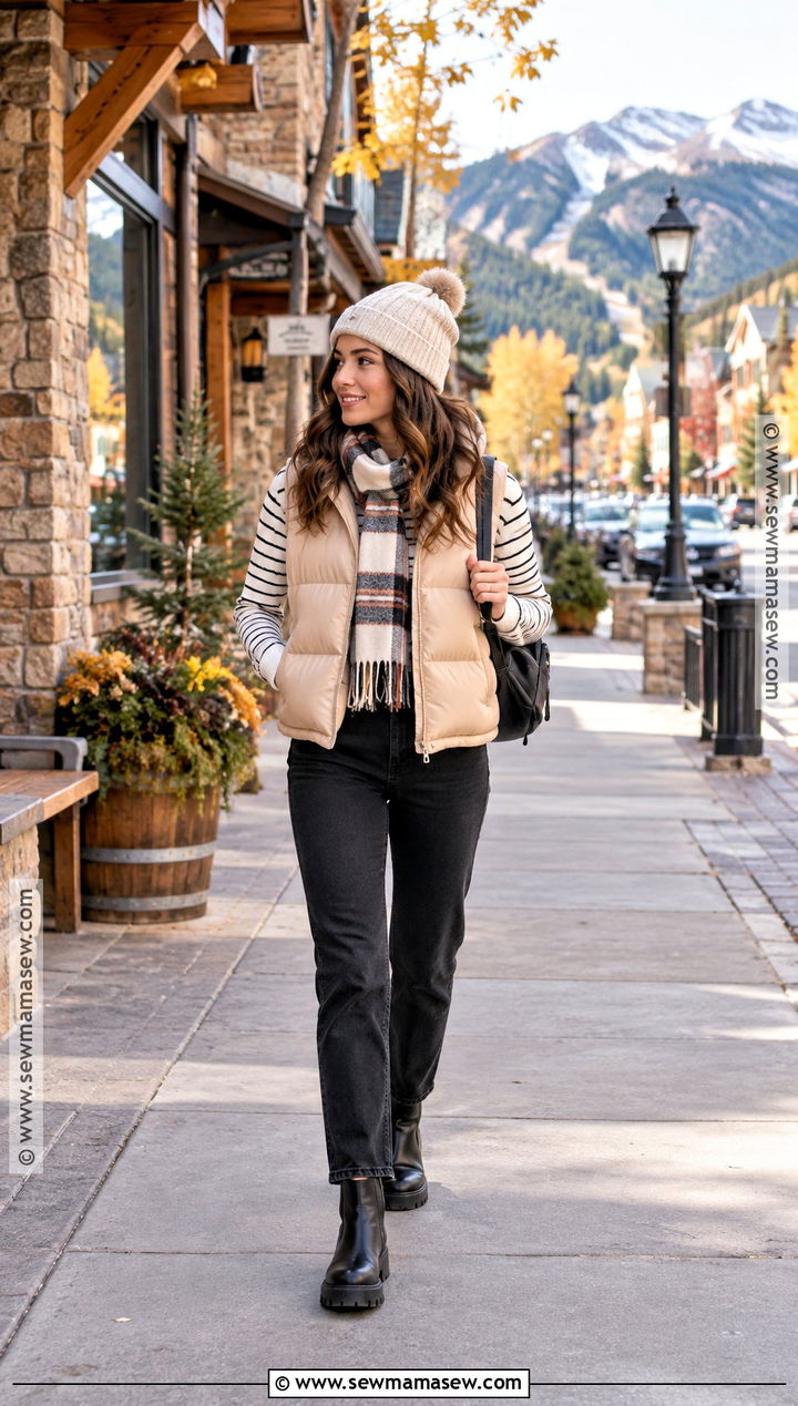 Colorado Fall Breckenridge Outfit With A Puffer Vest - 15 colorado trip outfits fall