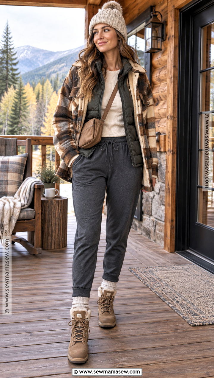Colorado Fall Cabin Outfit With Joggers - 15 colorado trip outfits fall