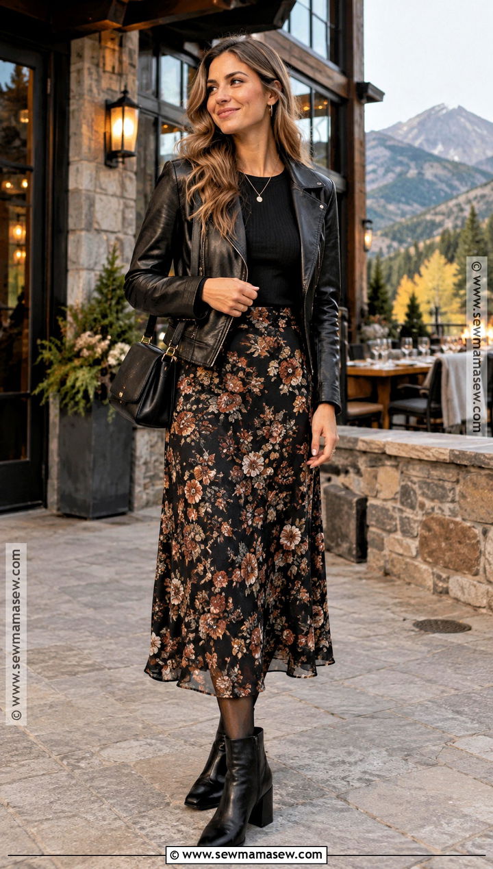 Colorado Fall Casual Restaurant Outfit With A Midi Skirt - 15 colorado trip outfits fall