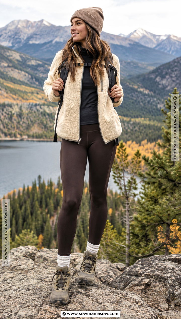 Colorado Fall Outfit With A Fleece Jacket And Hiking Leggings - 20 colorado outfits fall