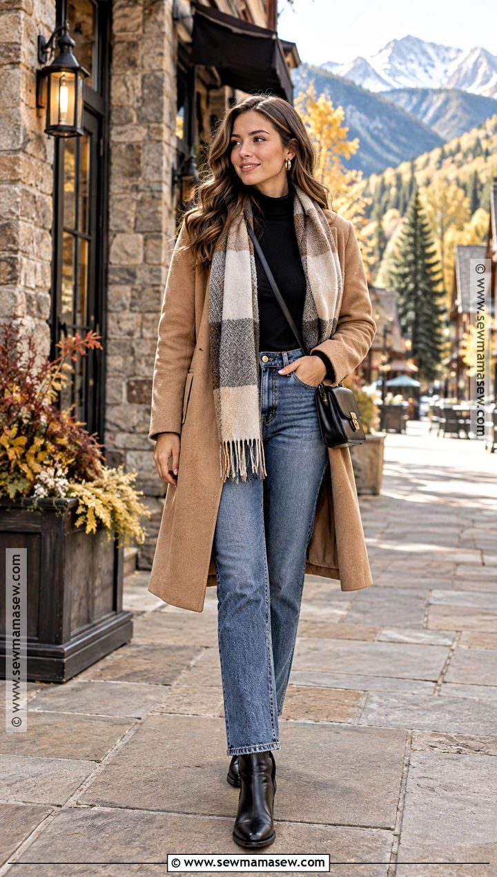 Colorado Fall Outfit With A Long Coat And Ankle Boots - 20 colorado outfits fall