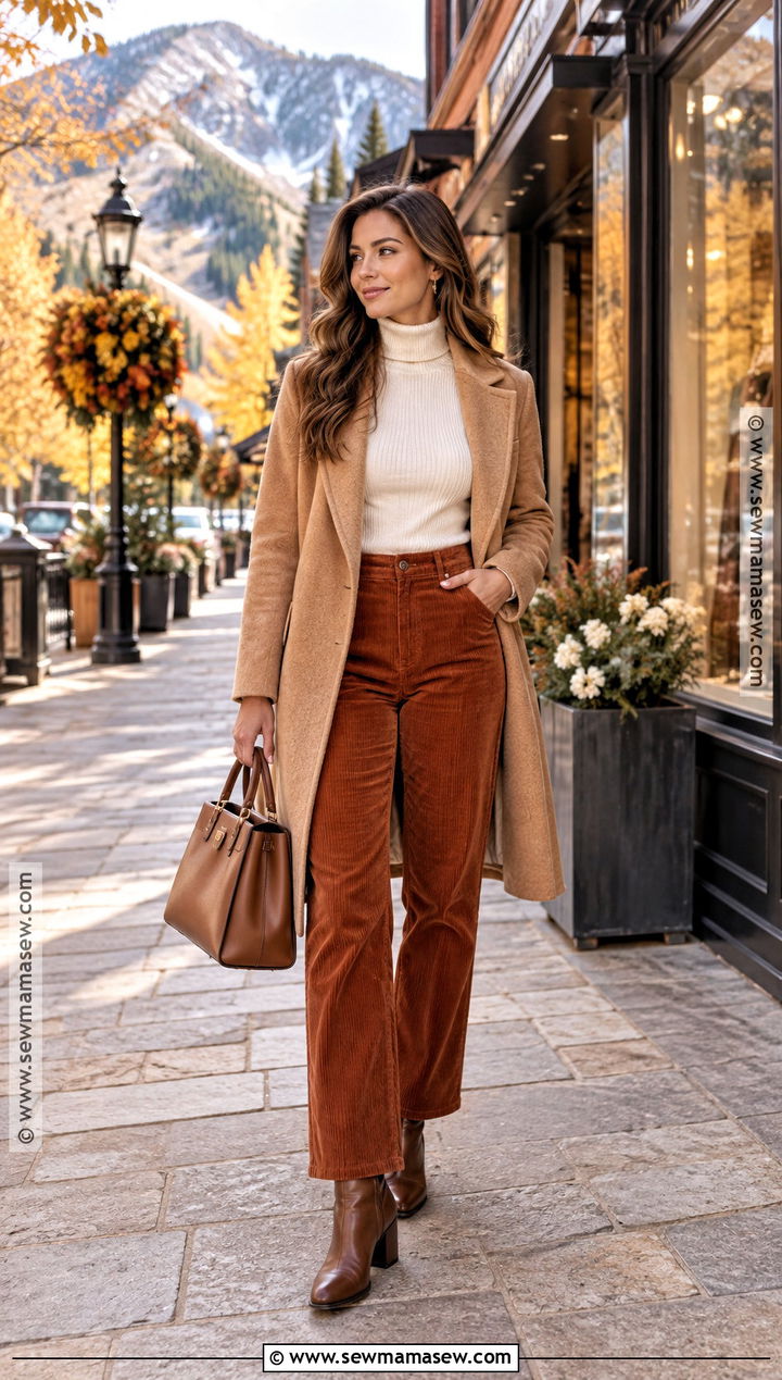 Colorado Fall Outfit With A Turtleneck And Corduroy Pants - 20 colorado outfits fall