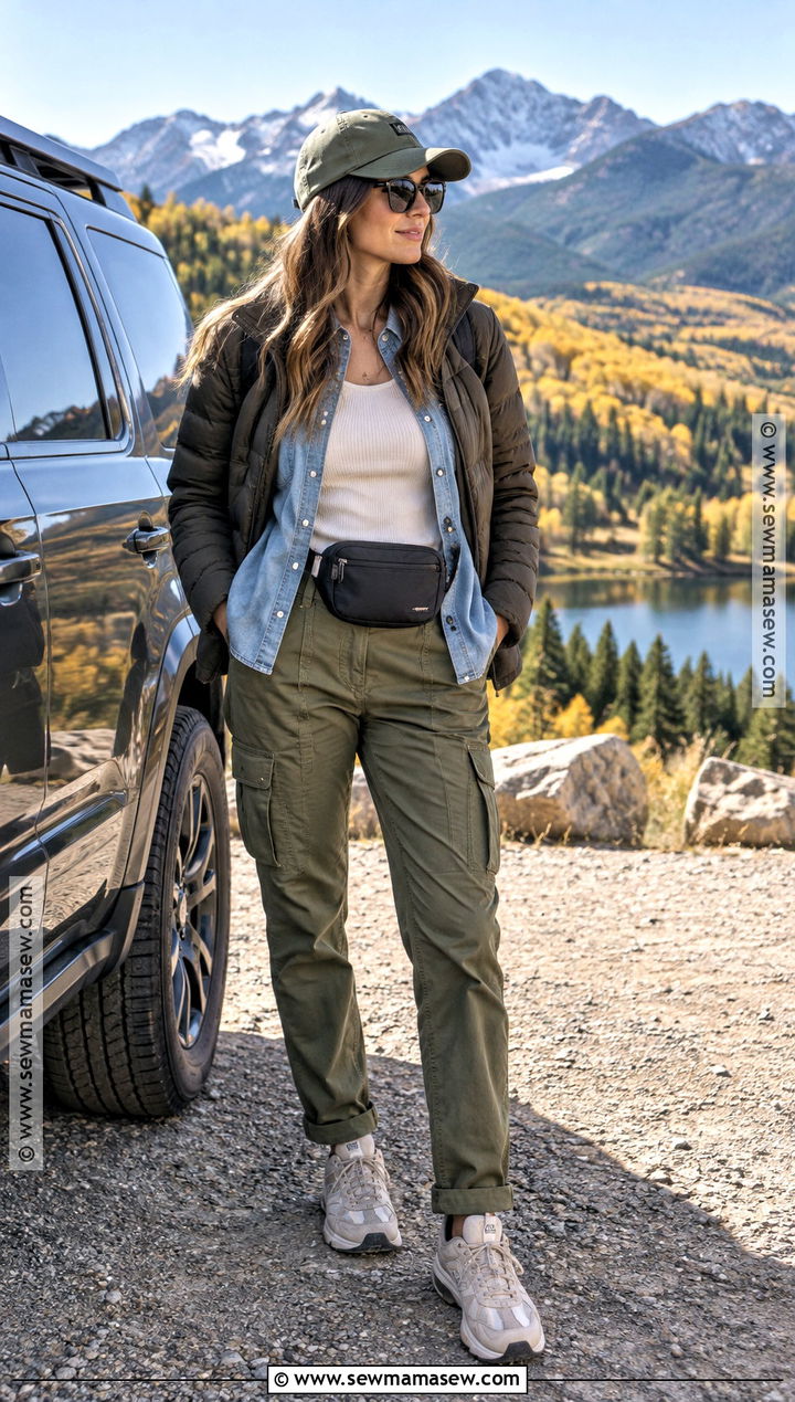 Colorado Fall Scenic Drive Outfit With Cargo Pants - 15 colorado trip outfits fall