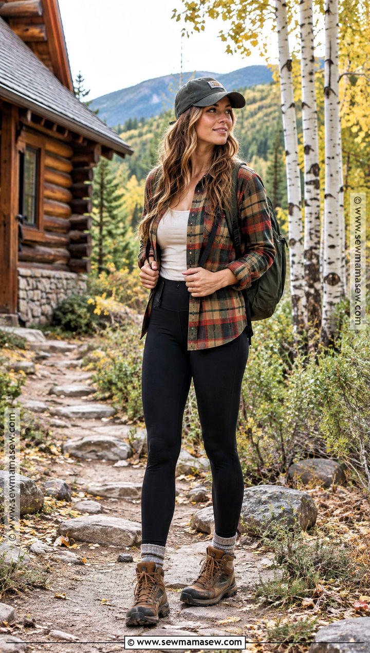Colorado September Flannel Leggings And Hiking Boots Outfit - 15 colorado september outfits