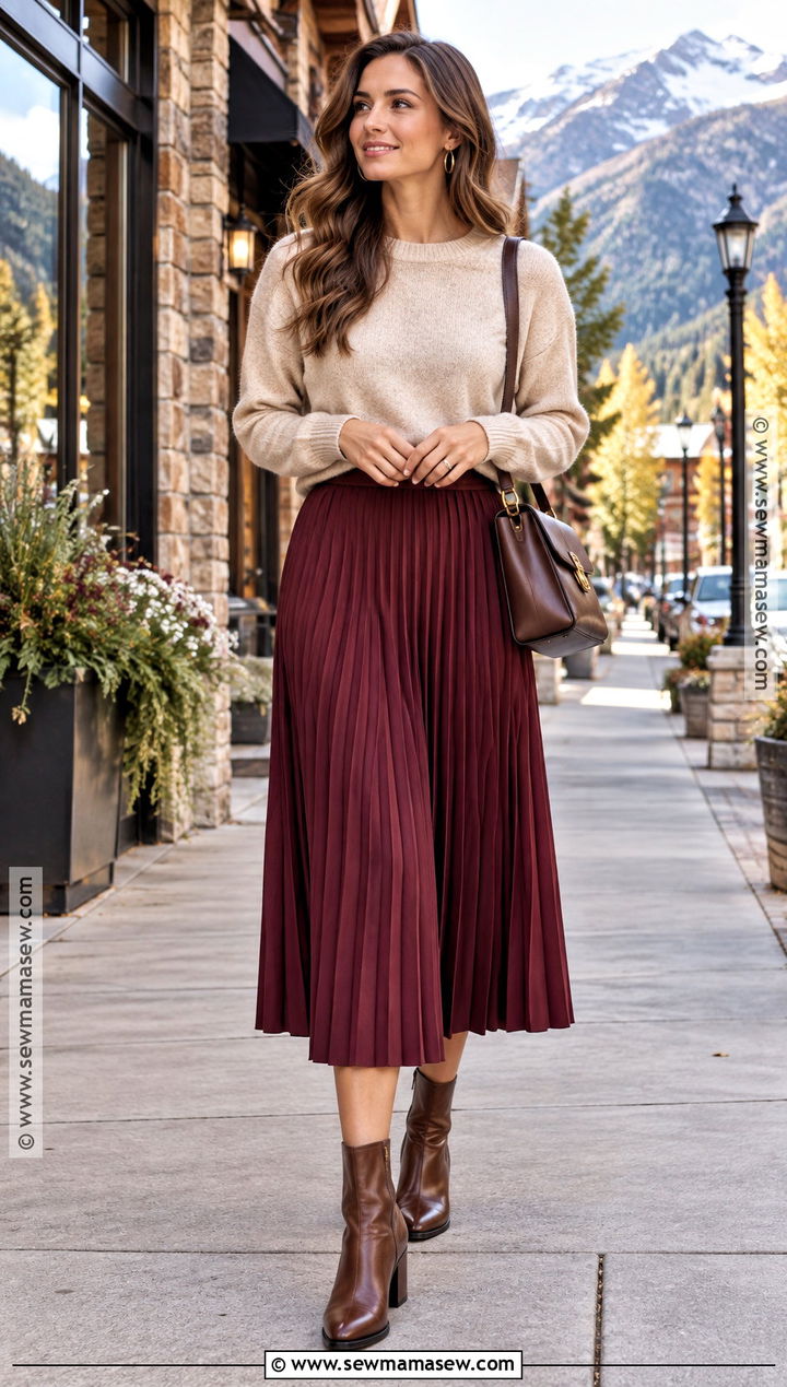 Colorado September Sweater Midi Skirt And Ankle Boots Outfit - 15 colorado september outfits