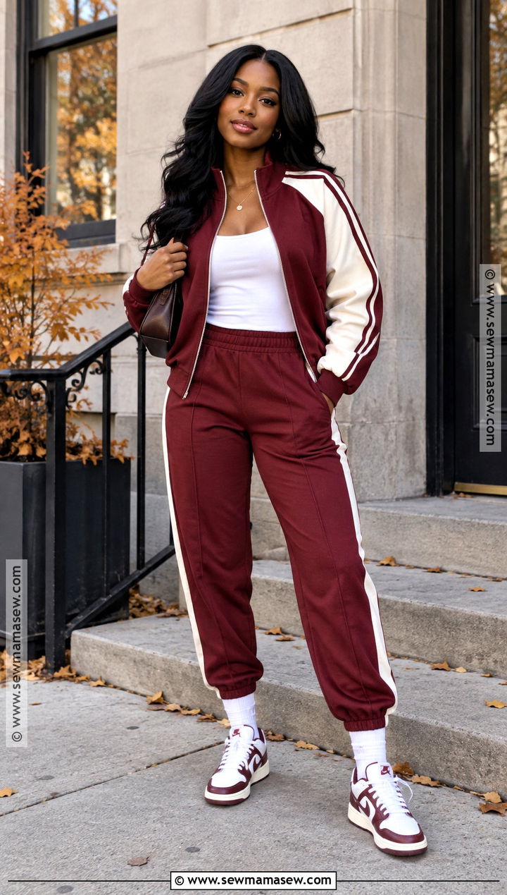 Colorblock Tracksuit Activewear Outfit With Sneakers - 15 activewear fall outfits