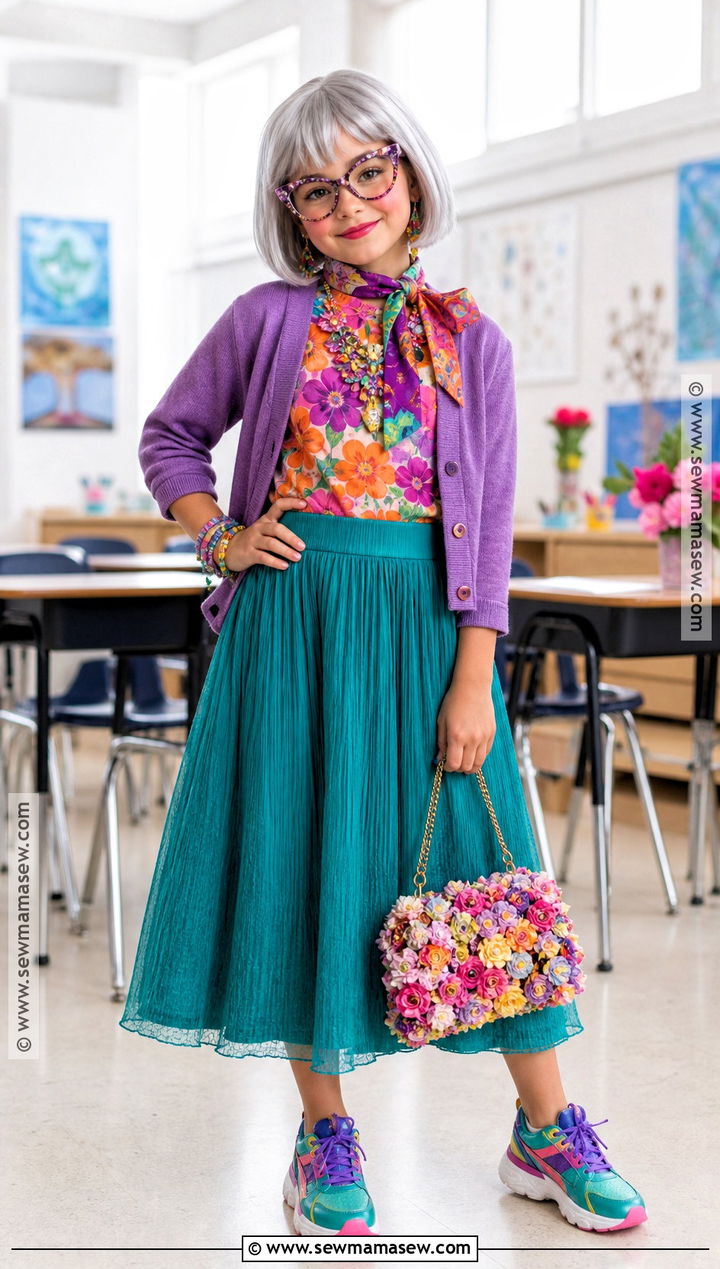 Colorful 100 Year Old Fashion Costume - 45 100 days of school dress up ideas