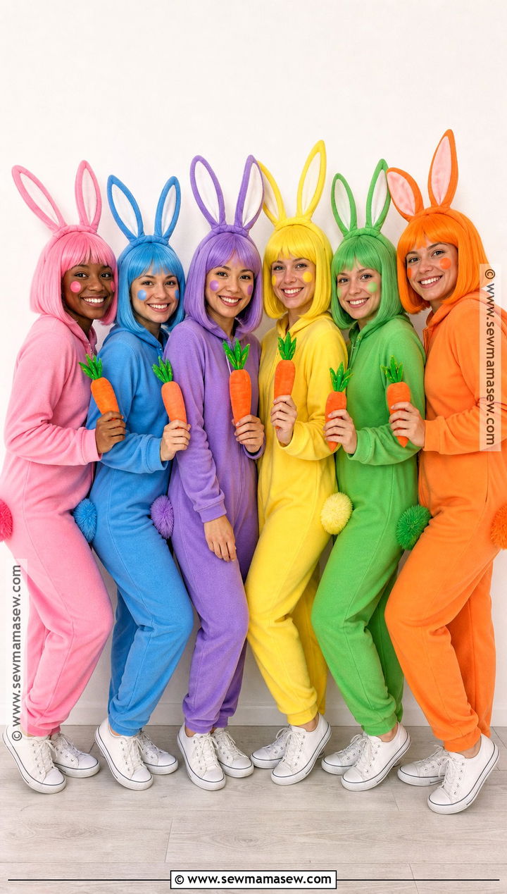 Colorful Bunny Group Costume - 50 bunny costume ideas