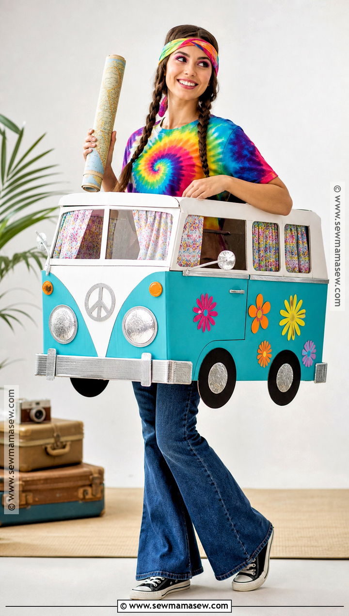 Colorful Camper Van Car Costume - 30 car costume ideas
