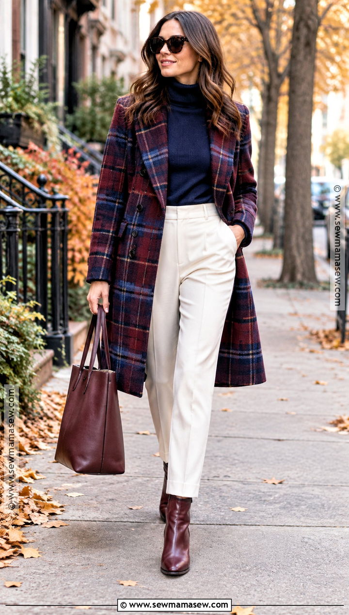 Colorful Check Coat With Knitwear And Trousers - 15 2026 fall fashion trends