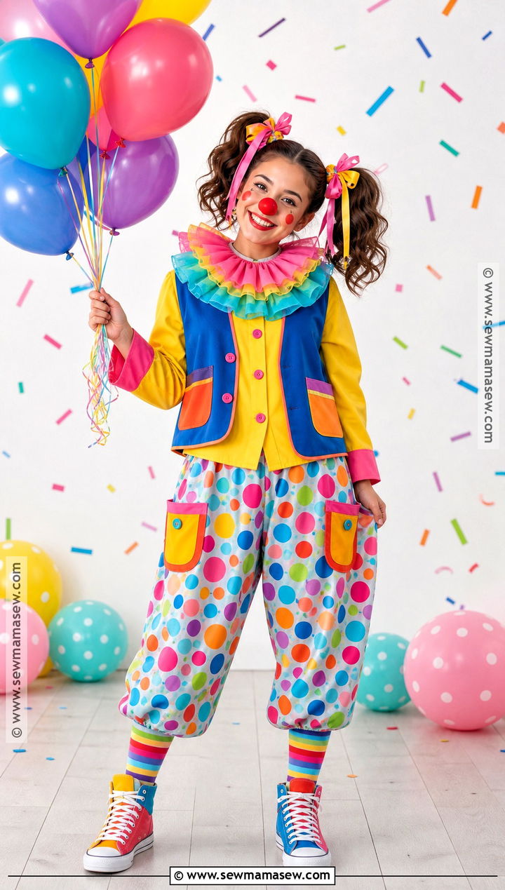 Colorful Clown Costume With Bright Layers - 35 Easy At Home Halloween Costumes