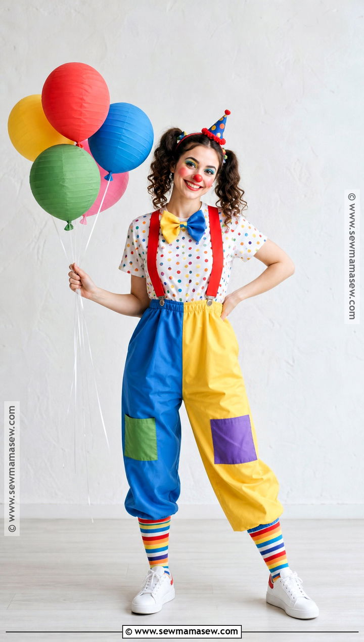 Colorful Clown Costume With Suspenders - 30 basic costume ideas