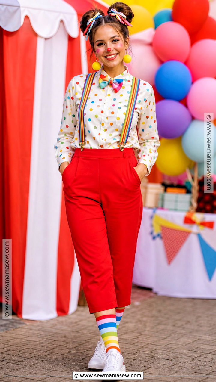 Colorful Clown Halloween Outfit With Polka Dots - 35 Halloween Outfits for Women