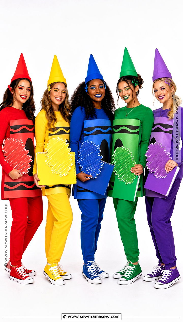 Colorful Crayon Group Costume - 40 5 Person Halloween Costume Ideas