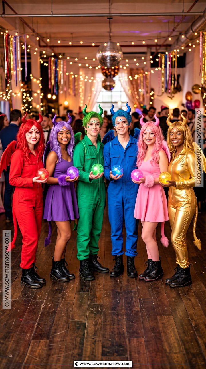 Colorful Demon Friend Group Costume - 35 demon halloween costume ideas