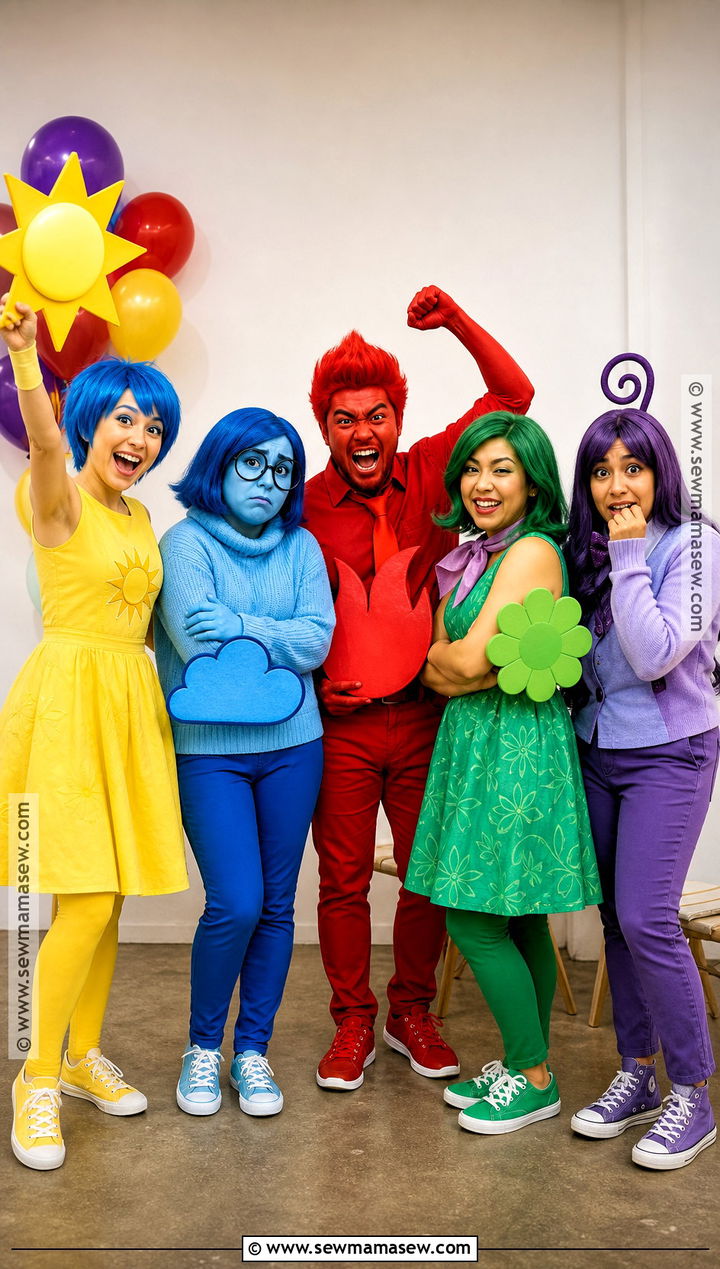 Colorful Emotion Group Costume - 30 halloween costume party ideas