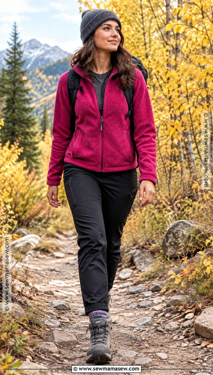 Colorful Fleece Fall Hiking Outfit - 25 fall hiking outfits for women