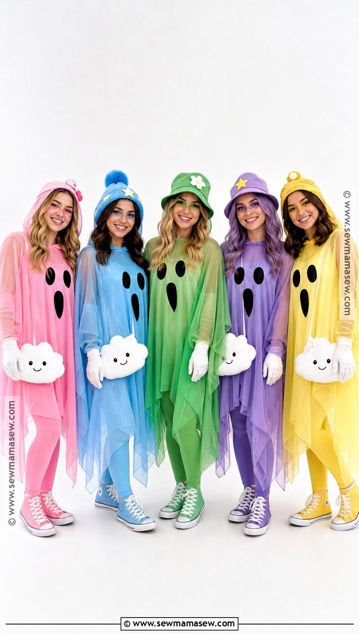 Colorful Ghost Group Costume - 40 5 Person Halloween Costume Ideas