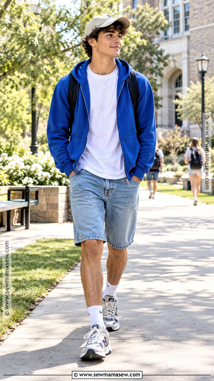 Colorful Hoodie With Denim Shorts - 20 Back To School Hoodies