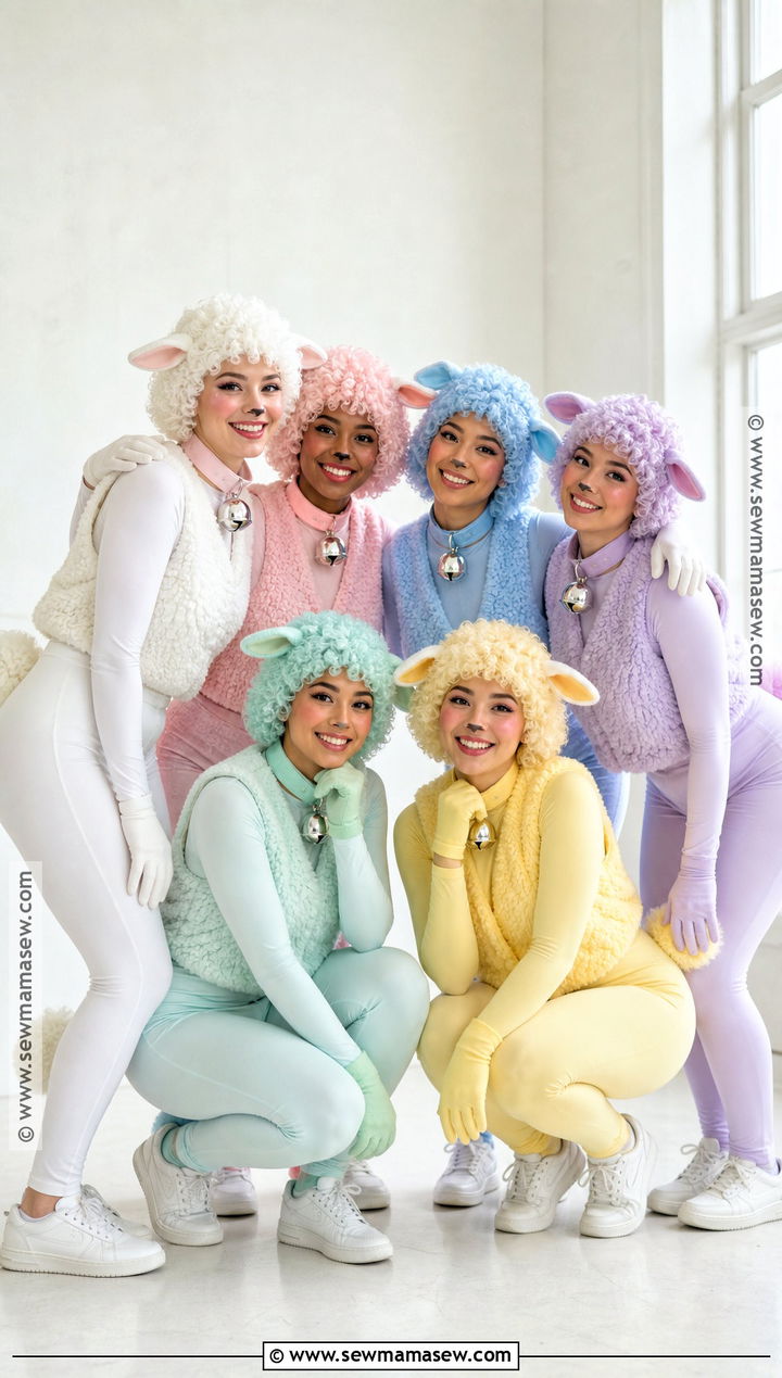 Colorful Lamb Flock Group Costume - 30 lamb halloween costume ideas