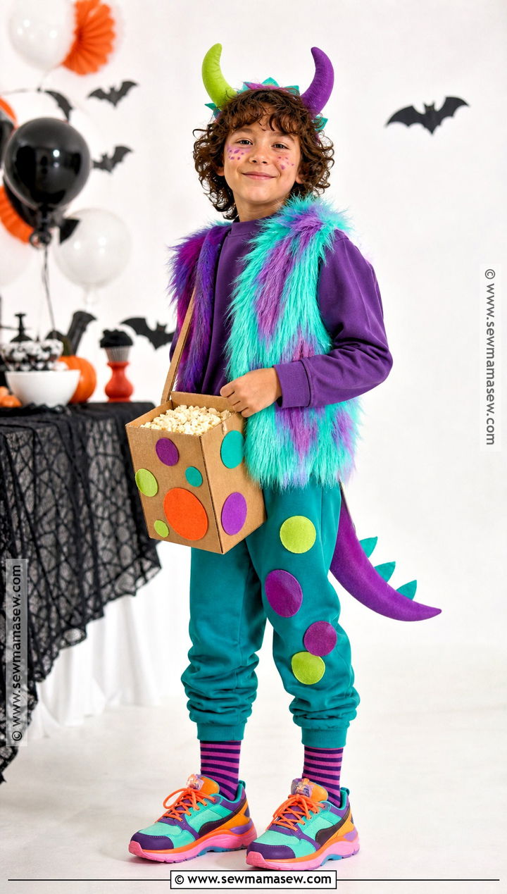Colorful Monster Costume With Furry Vest - 45 kids halloween costumes