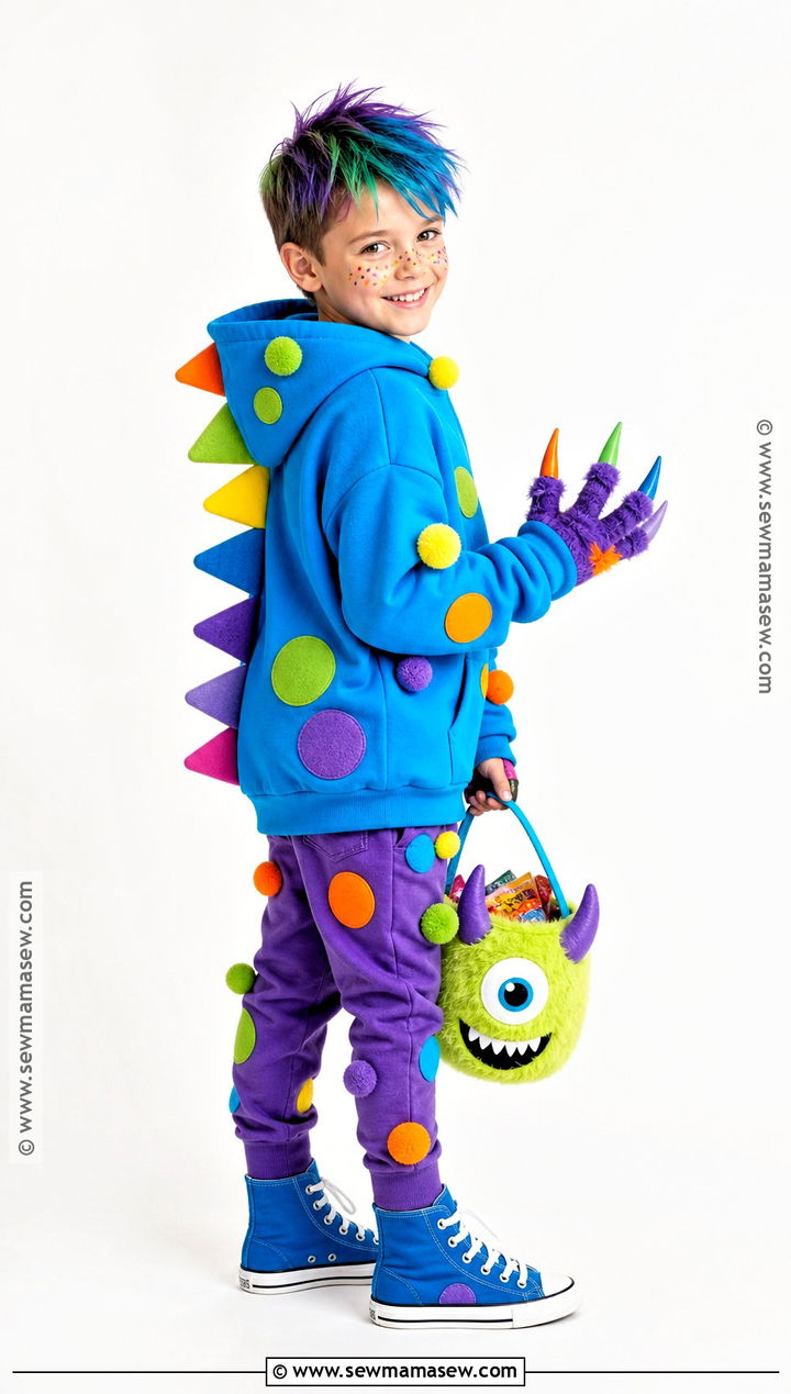Colorful Monster Costume With Pom Poms - 40 kids costumes