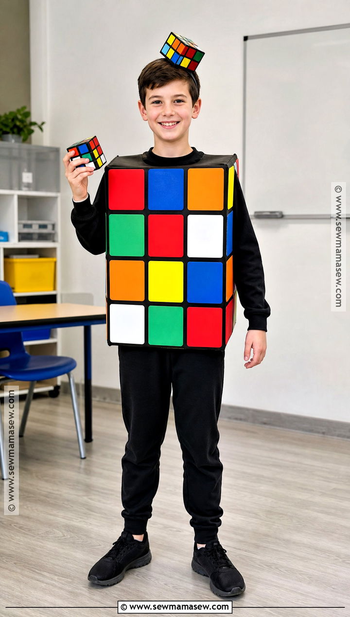 Colorful Puzzle Cube Maths Day Costume - 30 maths day costumes for kids