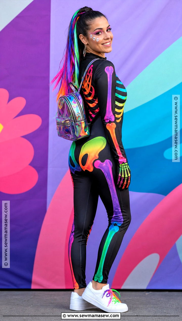 Colorful Rainbow Skeleton Costume - 30 skeleton clothes